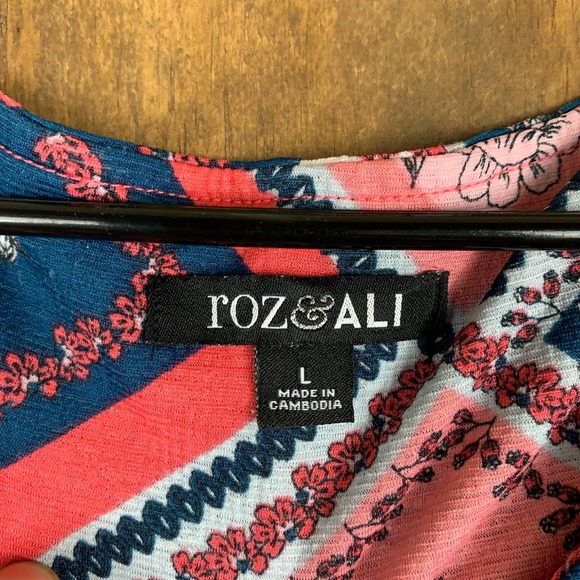 Roz & Ali Womens Blouse Floral Geometric Momcore Classiccore Stretch Large - Picture 6 of 9